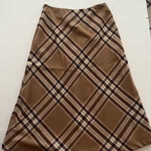 Laura Scott Brown, Tan, Burgundy Fall Maxi Skirt, Size 12